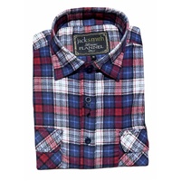 Mens Flannelette Long Sleeve Pullover Shirt 100% Cotton Flannel - Half Placket - Red Check - 3XL