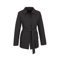 Womens Winter Button Long Trench Coat Jacket Parka Overcoat - Black - Large