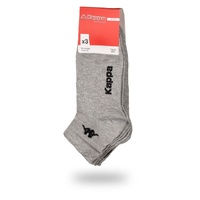 Kappa Mens Ankle Socks - Grey - 1 Pack of 3 - EU 42-44