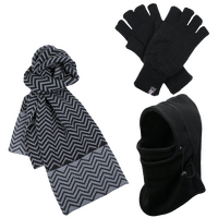 3pc 3M Thinsulate Set Mens Black Thermal Windproof Beanie Hat Scarf Gloves