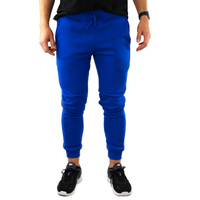 Mens Skinny Track Pants Joggers Trousers Gym Casual Sweat Cuffed Slim Trackies Fleece - Royal Blue - M