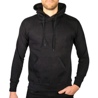 Adult Mens 100% Cotton Fleece Hoodie Jumper Pullover Sweater Warm Sweatshirt - Black - M