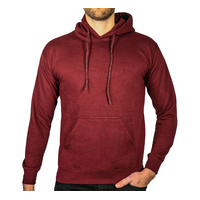 Adult Mens 100% Cotton Fleece Hoodie Jumper Pullover Sweater Warm Sweatshirt - Maroon/Burgundy - S