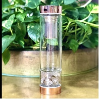 Rose Gold Crystal Bottle with Gemstone Base and Tea Infuser