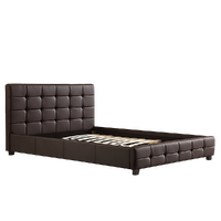 Arrow Double PU Leather Deluxe Bed Frame Brown