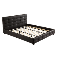 Arrow King PU Leather Deluxe Bed Frame Black