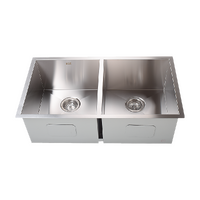 820x457mm Handmade Stainless Steel Undermount / Topmount Kitchen Laundry Sink with Waste