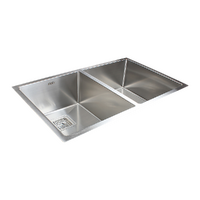 835x505mm Handmade 1.5mm Stainless Steel Undermount / Topmount Kitchen Sink with Square Waste