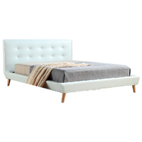 Arden Queen PU Leather Deluxe Bed Frame White