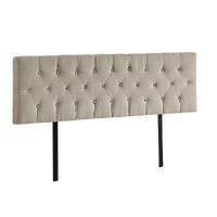 Linen Fabric King Bed Deluxe Headboard Bedhead - Beige