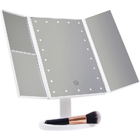 Makeup Mirror With LED Light Standing Mirror Magnifying Tri-Fold Touch