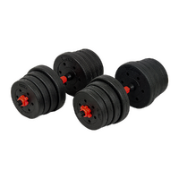 30kg Adjustable Rubber Dumbbell Set Barbell Home GYM Exercise Weights