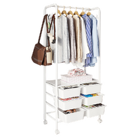 Metal Open Wardrobe Modern Storage Cabinet Tall Clothes Drawers Hanger Coat Rack