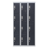 12-Door Locker for Office Gym Shed School Home Storage - Padlock-operated