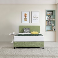 Linen Fabric Double Bed Deluxe Headboard Bedhead - Olive Green