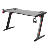 LED Gaming Desk Computer Table with Cup Holder Headphone Hook Cable Hole