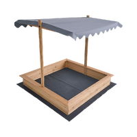 Kids Wooden Toy Sandpit with Adjustable Canopy