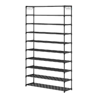 10 Tier Black Shoe Rack Metal Shoe Storage Organizer Rack 50-Pair Large Capacity