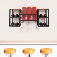 Wall Mounted Wine Rack 3 Stem Glass Holder Storage Organiser