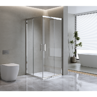 Adjustable 900x1000mm Double Sliding Door Glass Shower Screen in Chrome