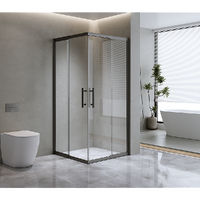 Adjustable 1200x900mm Double Sliding Door Glass Shower Screen in Black