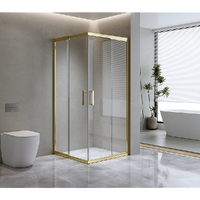 Adjustable 900x1000mm Double Sliding Door Glass Shower Screen in Gold