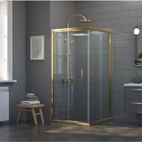 Adjustable 1100x900mm Double Sliding Door Glass Shower Screen in Gold