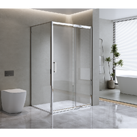 Adjustable 1500x800mm Single Door Corner Sliding Glass Shower Screen in Chrome