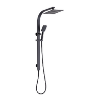 WELS 10" Rain Shower Head Set Square Dual Heads High Pressure with Handheld in Black