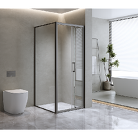 40mm Adjustable Contemporary Corner Sliding Black Shower Screen 116x80cm