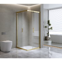 Adjustable 900x1100mm Double Sliding Door Glass Shower Screen in Gold