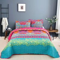 Colorful Quilted bedspread and pillowcovers set: Add a Splash of Color - Queen size