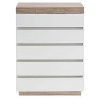 Ashley Coastal White Wooden Chest of 5 Drawers Tallboy