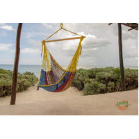 Mayan Legacy Extra Large Outdoor Cotton Mexican Hammock Chair in Confeti Colour