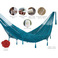 Outdoor undercover cotton Mayan Legacy hammock with hand crocheted tassels Queen Size Bondi