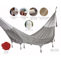 Outdoor undercover cotton Mayan Legacy hammock with hand crocheted tassels Queen Size Dream Sands