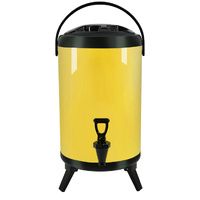 10L Stainless Steel Insulated Milk Tea Barrel Hot and Cold Beverage Dispenser Container with Faucet Yellow