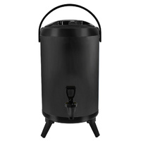 12L Stainless Steel Insulated Milk Tea Barrel Hot and Cold Beverage Dispenser Container with Faucet Black