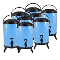 8X 12L Stainless Steel Insulated Milk Tea Barrel Hot and Cold Beverage Dispenser Container with Faucet Blue