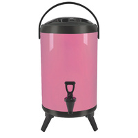 12L Stainless Steel Insulated Milk Tea Barrel Hot and Cold Beverage Dispenser Container with Faucet Pink