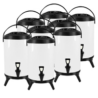 8X 12L Stainless Steel Insulated Milk Tea Barrel Hot and Cold Beverage Dispenser Container with Faucet White