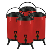 4X 18L Stainless Steel Insulated Milk Tea Barrel Hot and Cold Beverage Dispenser Container with Faucet Red