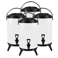 4X 18L Stainless Steel Insulated Milk Tea Barrel Hot and Cold Beverage Dispenser Container with Faucet White