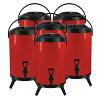 8X 8L Stainless Steel Insulated Milk Tea Barrel Hot and Cold Beverage Dispenser Container with Faucet Red