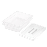 65mm Clear Gastronorm GN Pan 1/2 Food Tray Storage Bundle of 2 with Lid