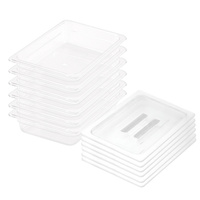 65mm Clear Gastronorm GN Pan 1/2 Food Tray Storage Bundle of 6 with Lid