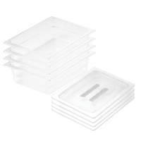 100mm Clear Gastronorm GN Pan 1/2 Food Tray Storage Bundle of 4 with Lid