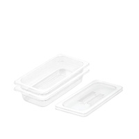 65mm Clear Gastronorm GN Pan 1/3 Food Tray Storage Bundle of 2 with Lid