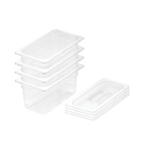 100mm Clear Gastronorm GN Pan 1/3 Food Tray Storage Bundle of 4 with Lid