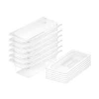 100mm Clear Gastronorm GN Pan 1/3 Food Tray Storage Bundle of 6 with Lid